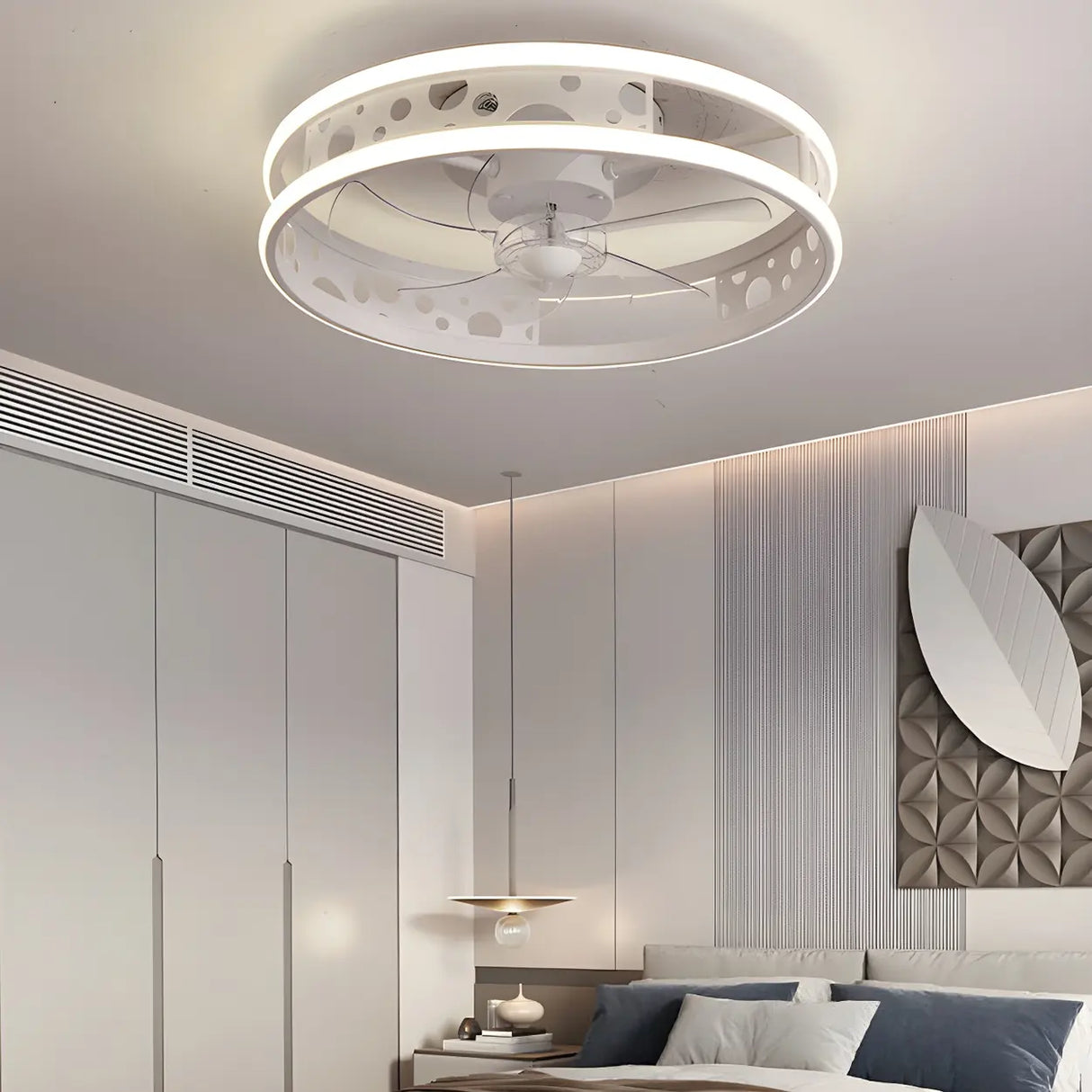 Unique Circular Cage Modern LED Ceiling Fan with Light Image - 12