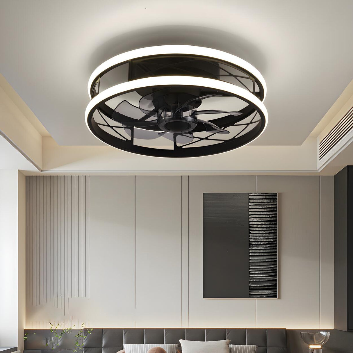 Unique Circular Cage Modern LED Ceiling Fan with Light Image - 15