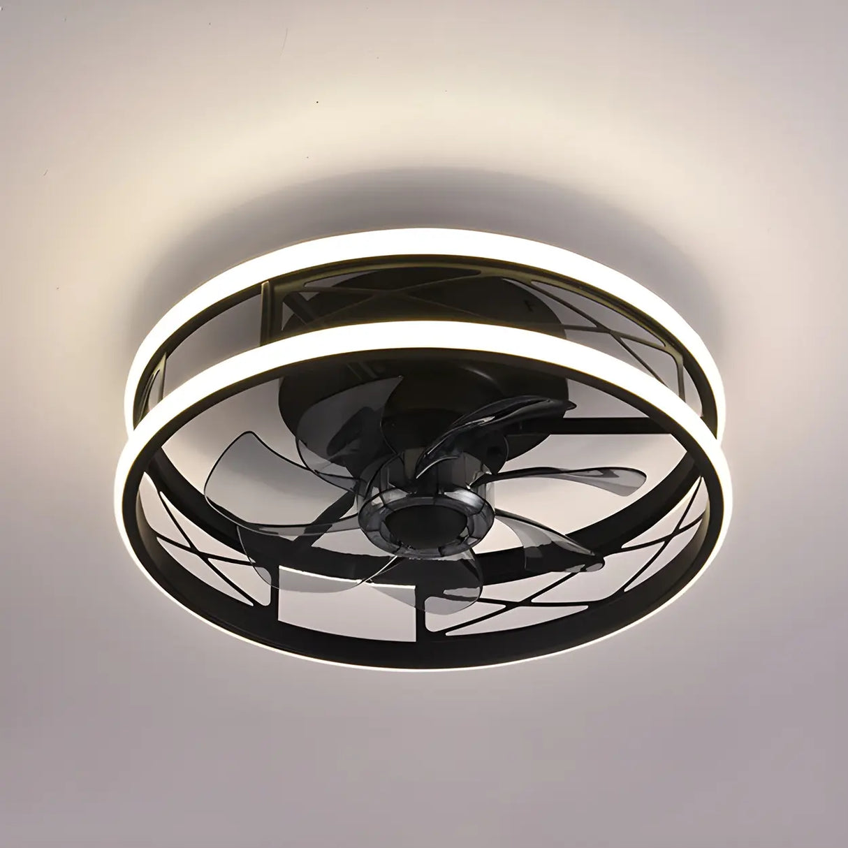 Unique Circular Cage Modern LED Ceiling Fan with Light Image - 5