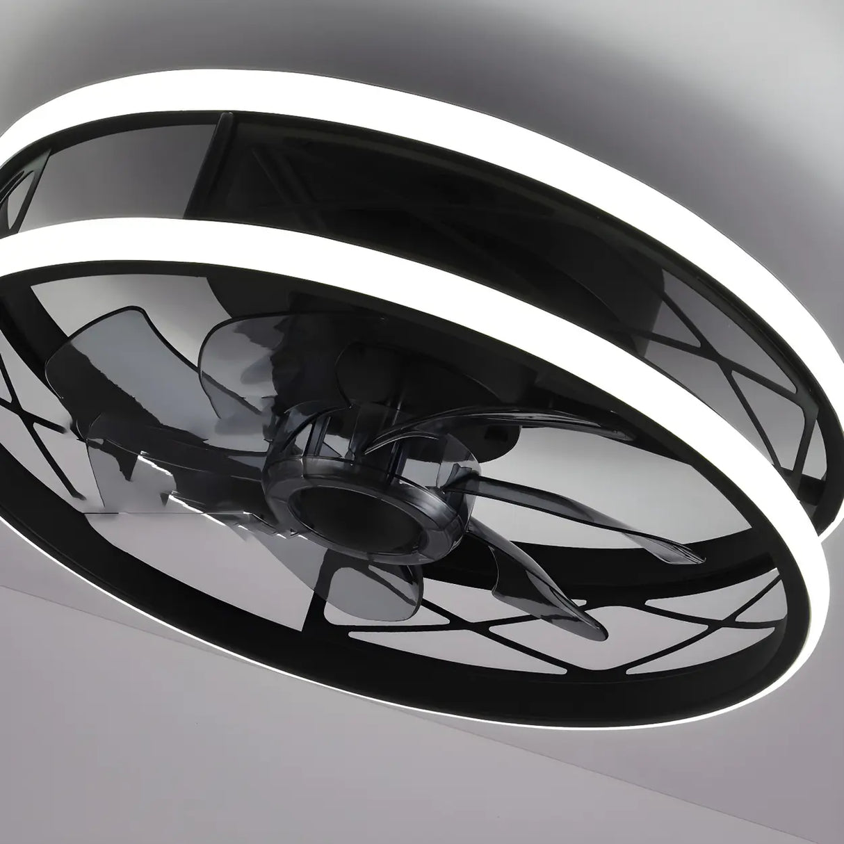 Unique Circular Cage Modern LED Ceiling Fan with Light Image - 9