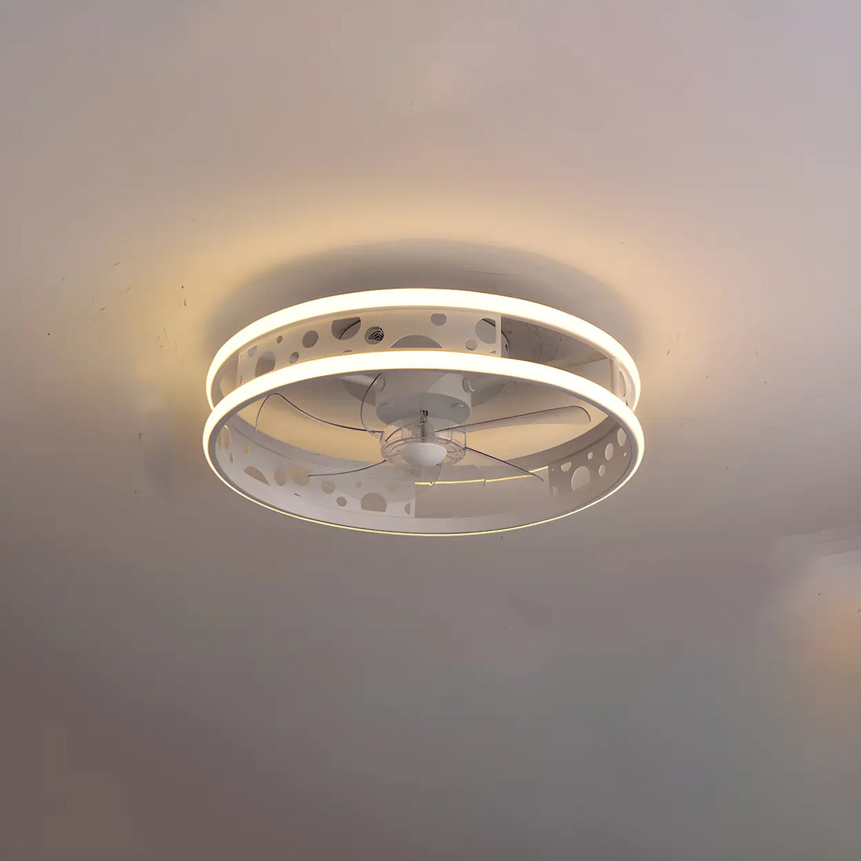 Unique Circular Cage Modern LED Ceiling Fan with Light Image - 10