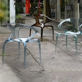 Unique Clear Curved Back Armrest Acrylic Dining Chair Image - 10