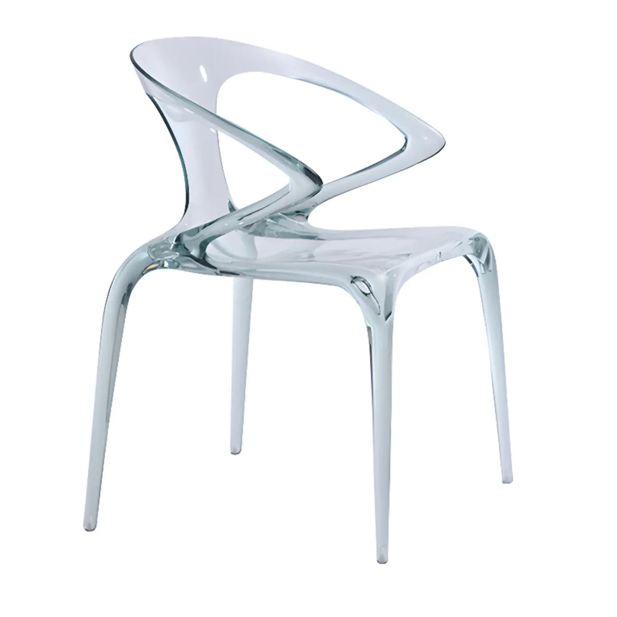 Unique Clear Curved Back Armrest Acrylic Dining Chair Image - 11