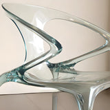 Unique Clear Curved Back Armrest Acrylic Dining Chair Image - 12