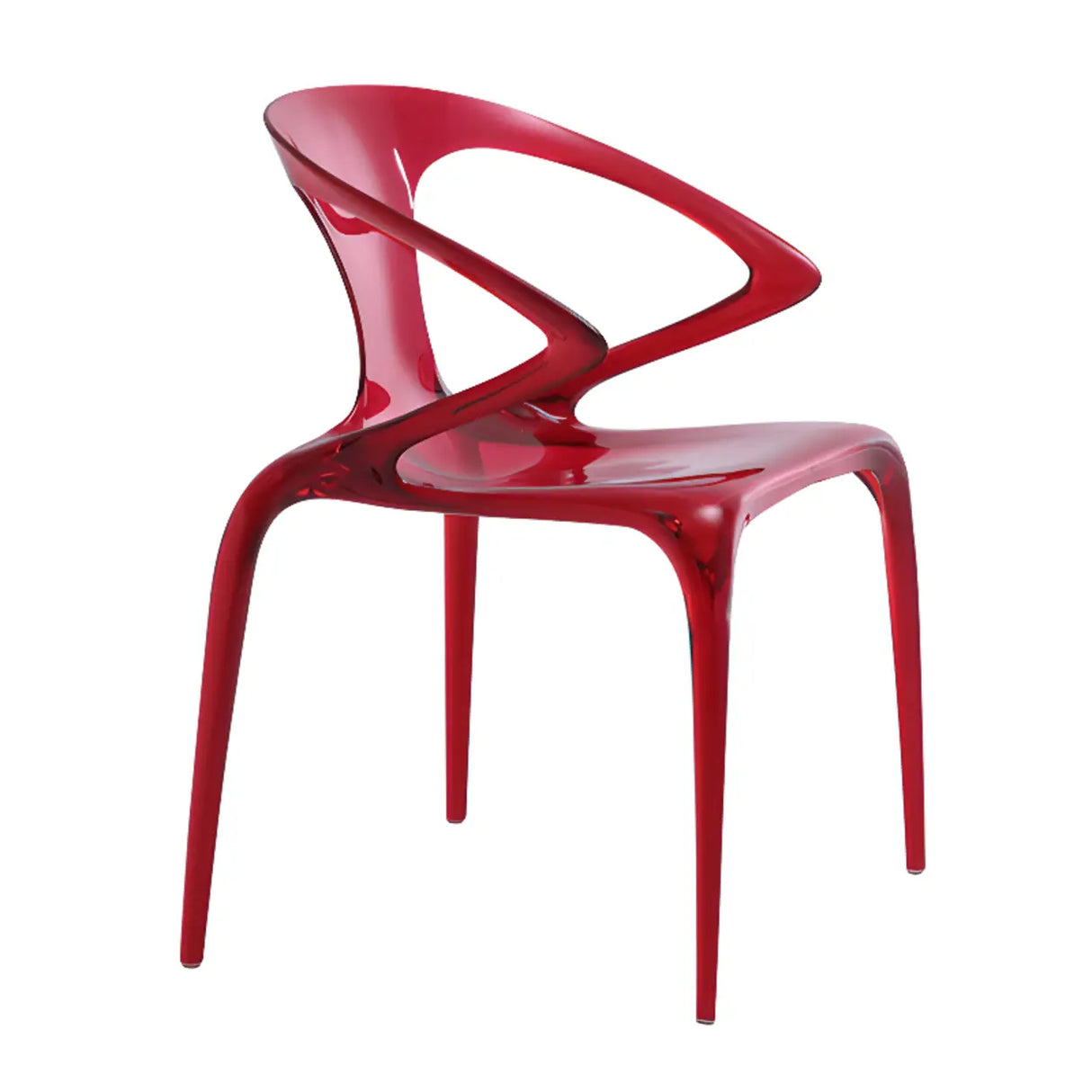 Unique Clear Curved Back Armrest Acrylic Dining Chair Image - 13