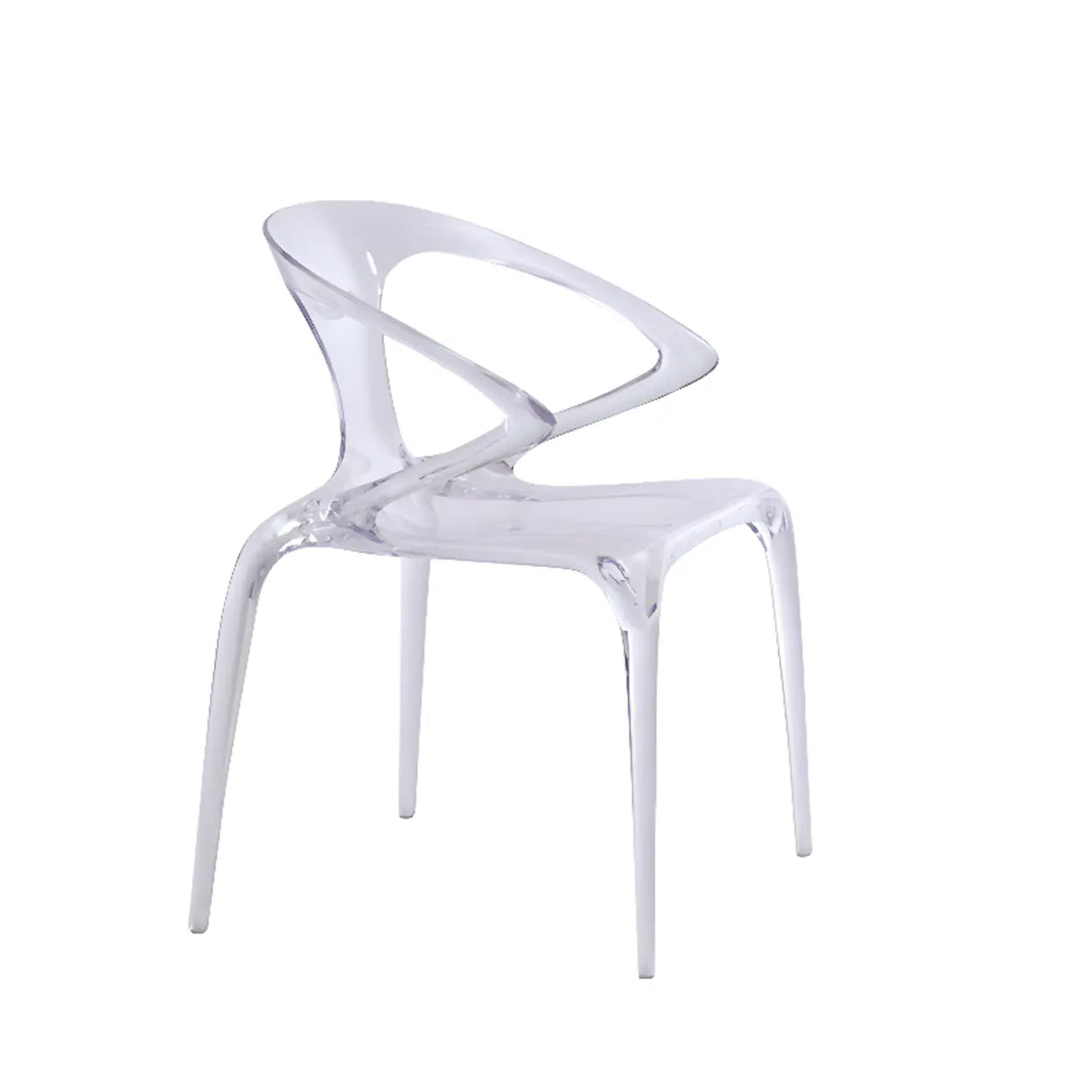 Unique Clear Curved Back Armrest Acrylic Dining Chair Image - 14