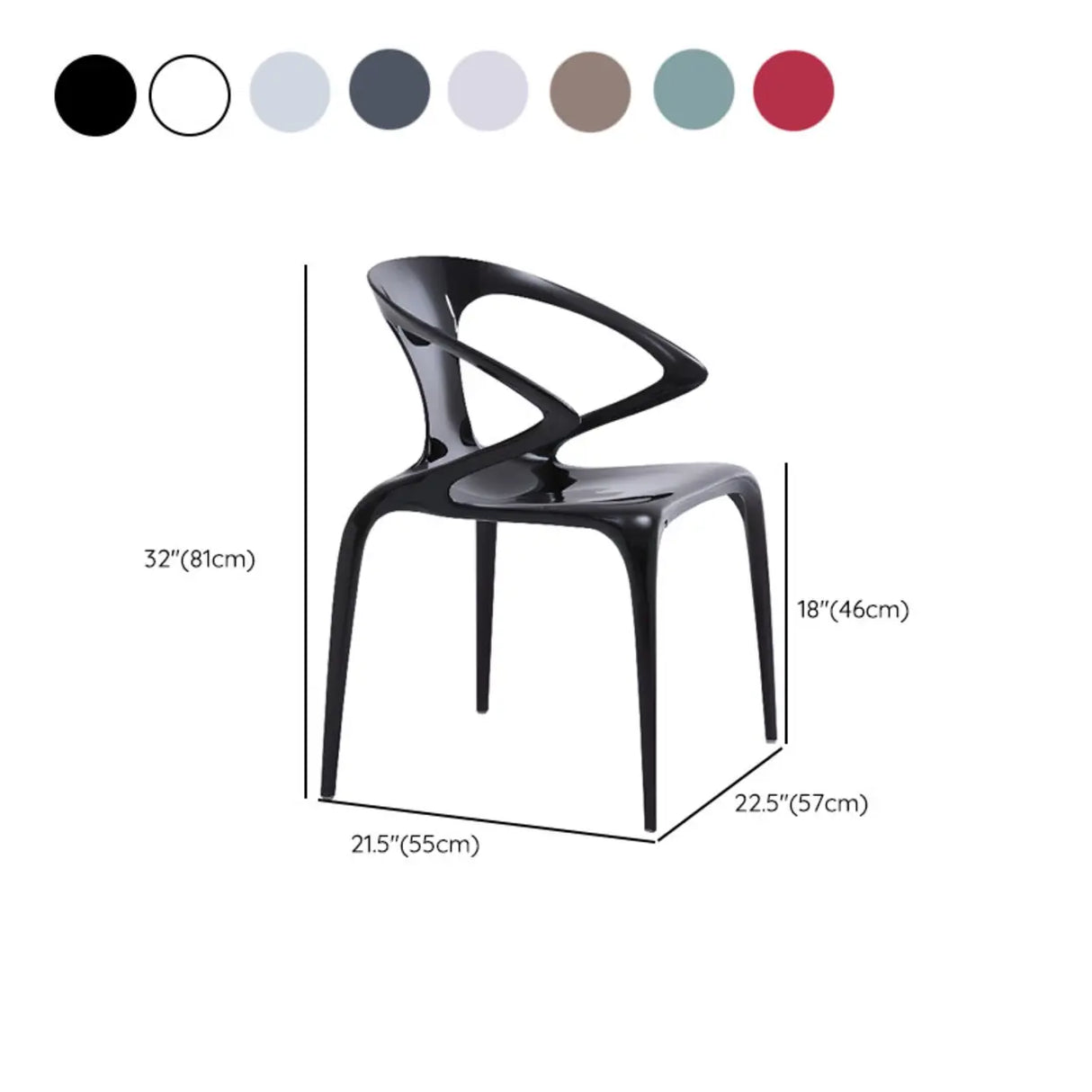 Unique Clear Curved Back Armrest Acrylic Dining Chair 