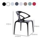 Unique Clear Curved Back Armrest Acrylic Dining Chair #size