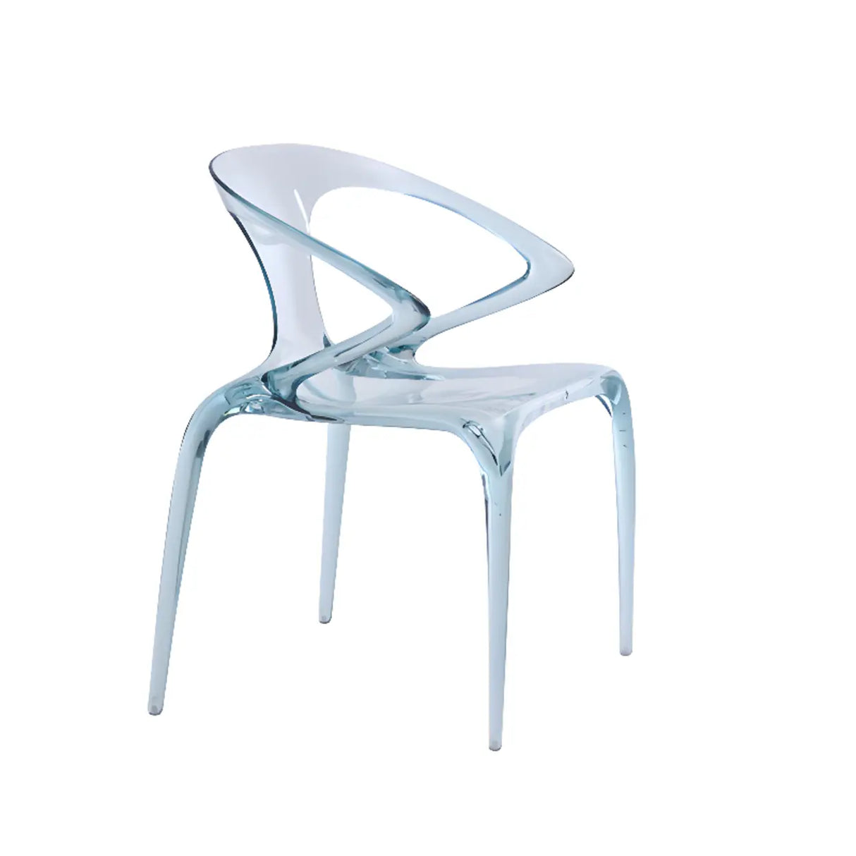 Unique Clear Curved Back Armrest Acrylic Dining Chair Image - 2