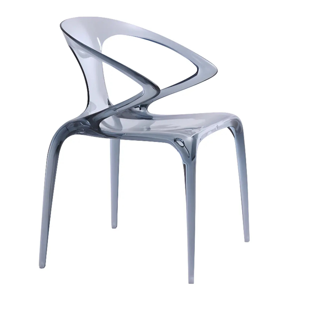 Unique Clear Curved Back Armrest Acrylic Dining Chair Image - 3