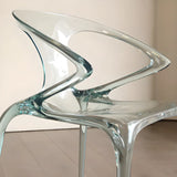 Unique Clear Curved Back Armrest Acrylic Dining Chair Image - 4