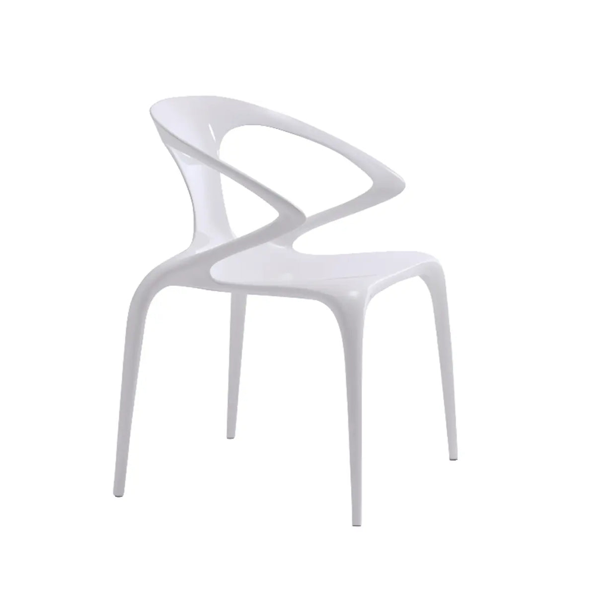 Unique Clear Curved Back Armrest Acrylic Dining Chair Image - 5