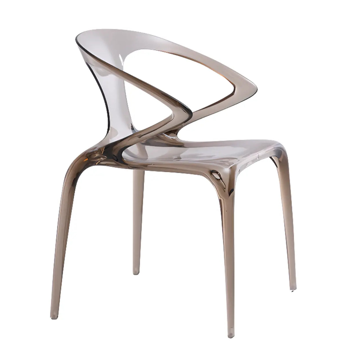 Unique Clear Curved Back Armrest Acrylic Dining Chair Image - 7