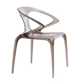 Unique Clear Curved Back Armrest Acrylic Dining Chair Image - 7
