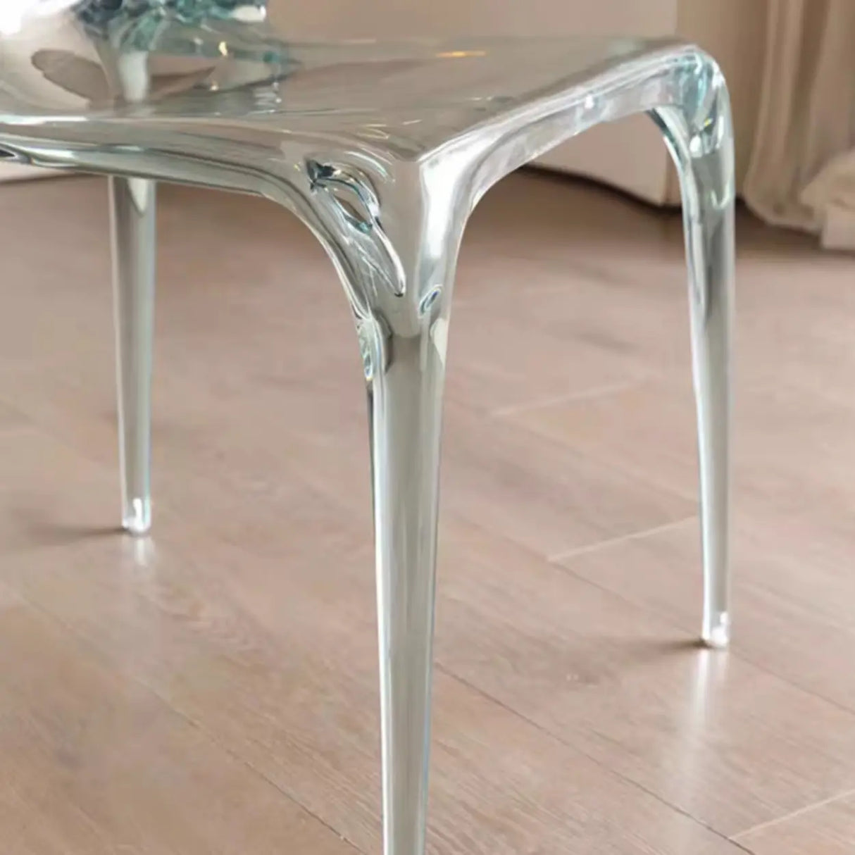Unique Clear Curved Back Armrest Acrylic Dining Chair Image - 8
