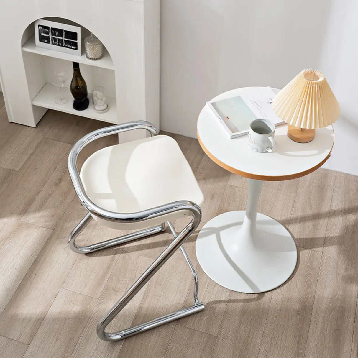 Unique Curved Sled Base Bucket Bar Stool with Footrest Image - 4