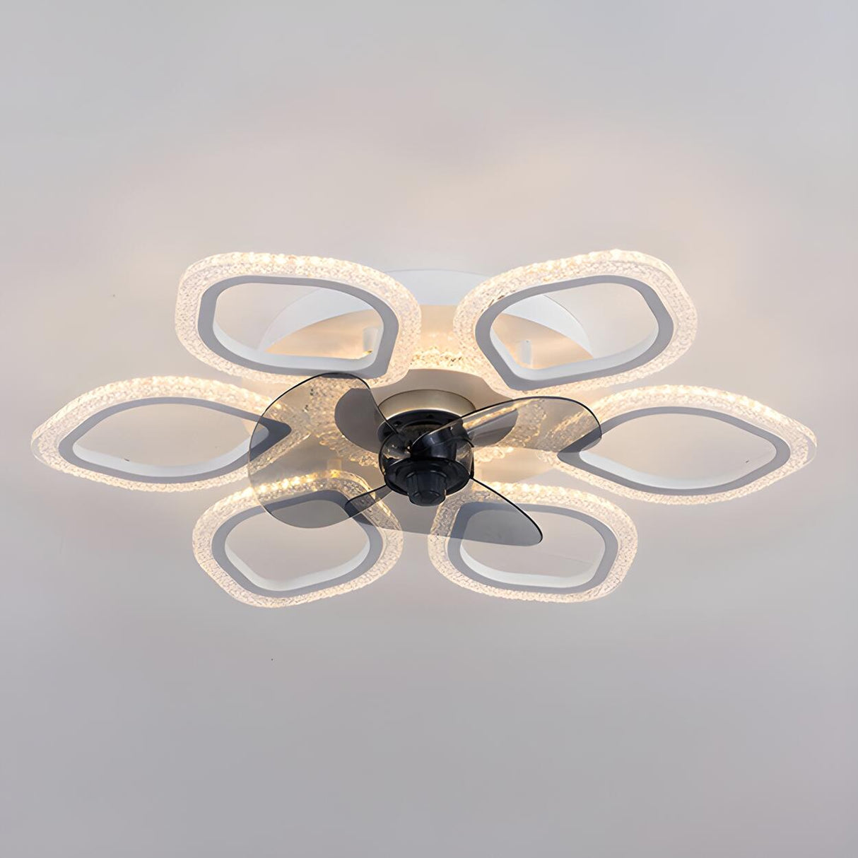 Unique Flower-Shaped Modern Ceiling Fan with LED Light Image - 10