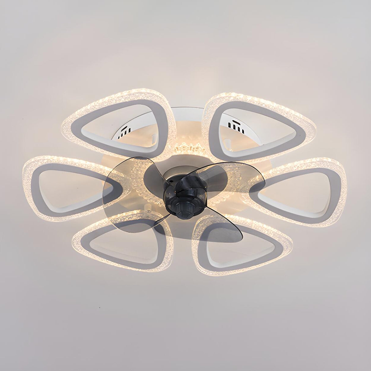Unique Flower-Shaped Modern Ceiling Fan with LED Light Image - 11