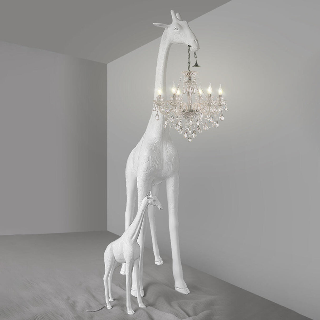 Unique Giraffe Sculpture Crystal Chandelier Floor Lamps Image - 18