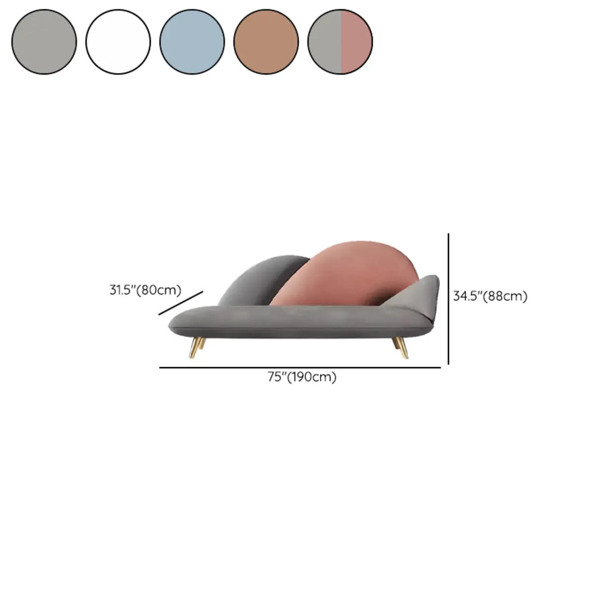 Unique Grey Solid Color Velvet Large Chaise Lounge Sofa 