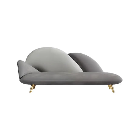 Unique Grey Solid Color Velvet Large Chaise Lounge Sofa Image - 2