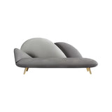 Unique Grey Solid Color Velvet Large Chaise Lounge Sofa Image - 2