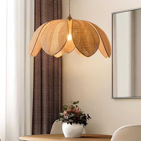 Unique Natural Flower Rattan Leaf Pendant Light Image - 2