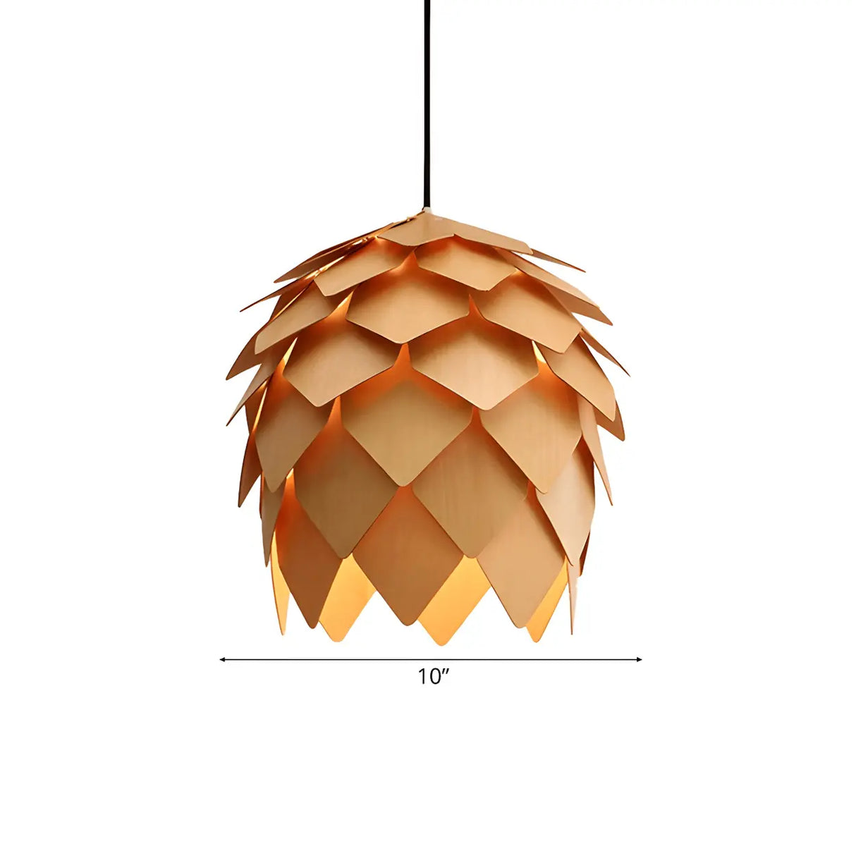 Unique Pinecone-Shaped Wood Color Pendant Light 