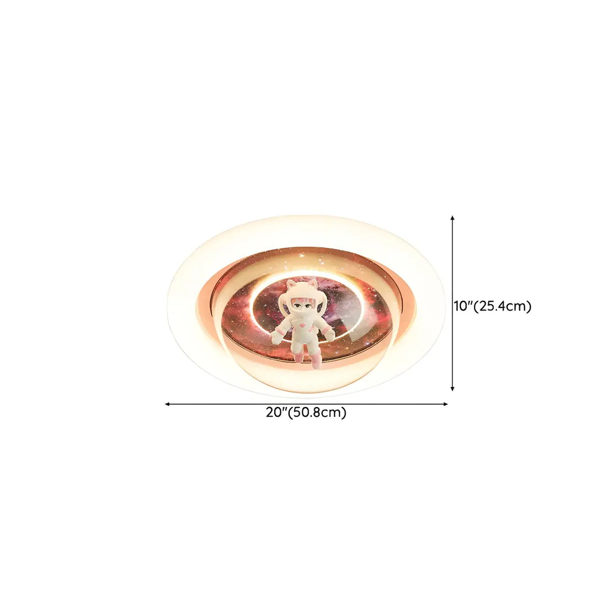 Unique Pink Circular Astronaut Flush Mount Ceiling Lamp 
