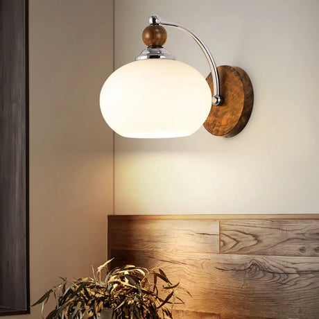 Unique Rustic Walnut Wood Drum Shade Wall Sconce  Image - 1