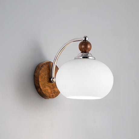 Unique Rustic Walnut Wood Drum Shade Wall Sconce  Image - 2