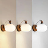 Unique Rustic Walnut Wood Drum Shade Wall Sconce  Image - 5