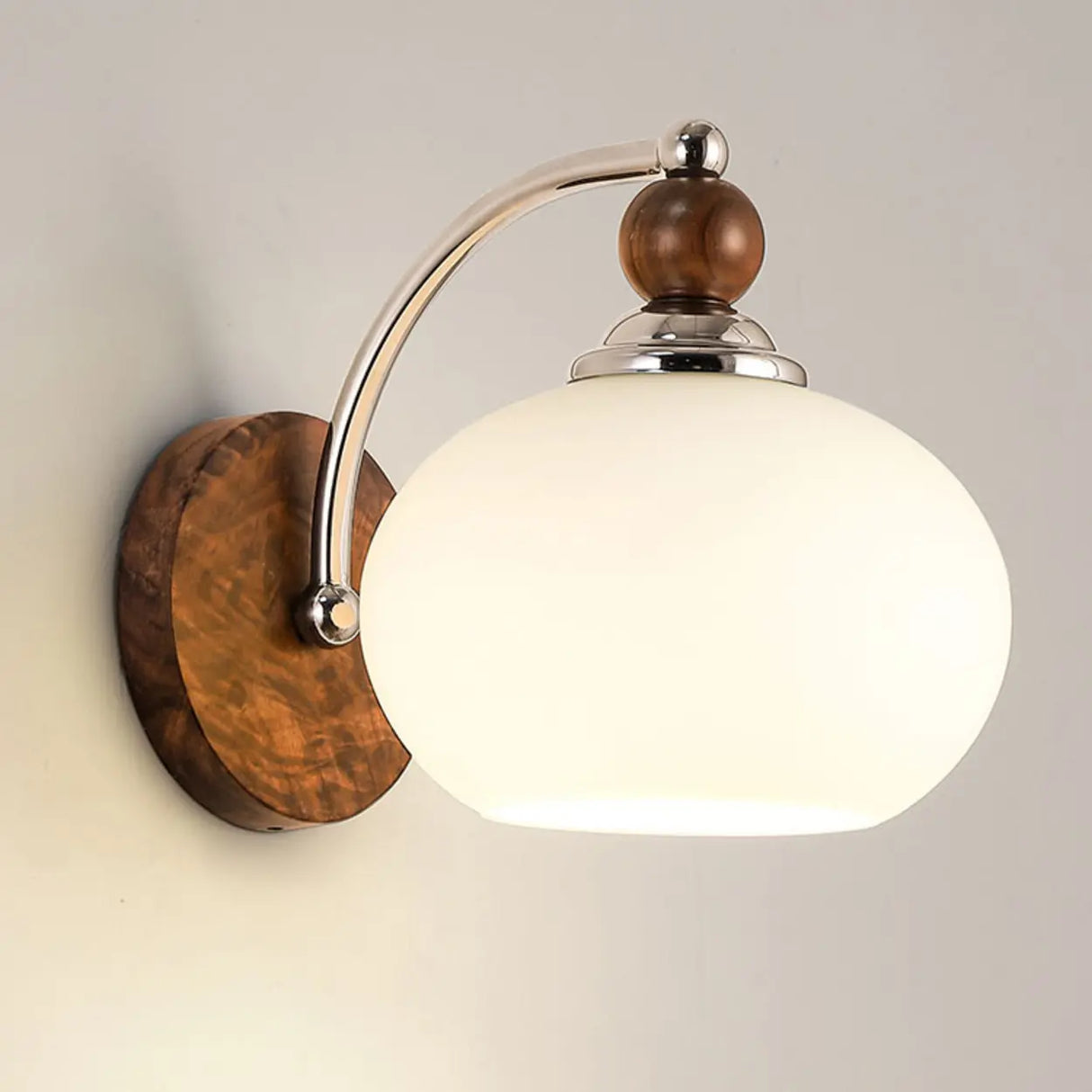 Unique Rustic Walnut Wood Drum Shade Wall Sconce  Image - 6