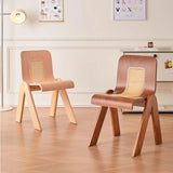 Unique Sculptural Rattan Wooden Armless Dining Chair Image - 2