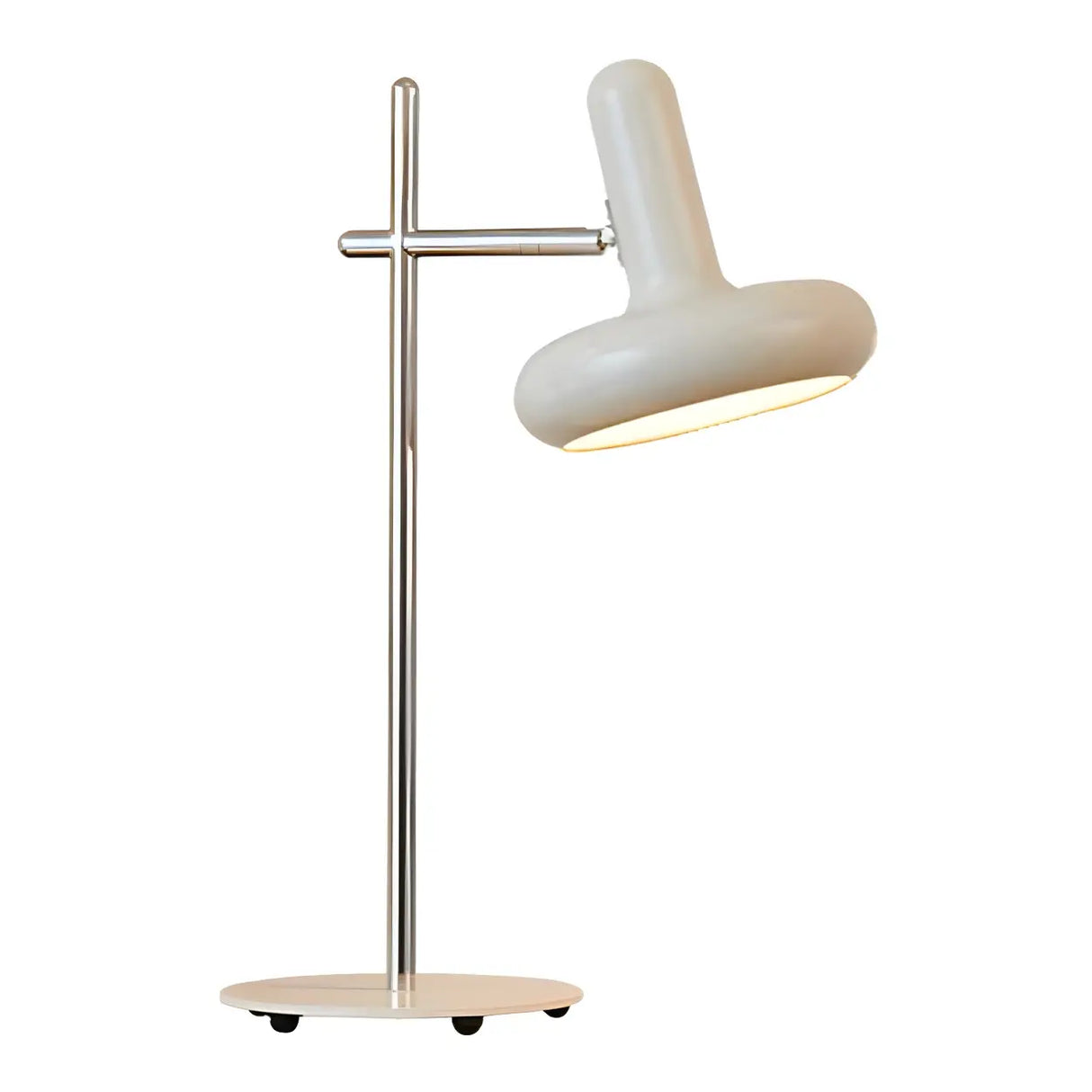 Unique Shape Cream White Metal Bedroom Table Lamp Image - 6