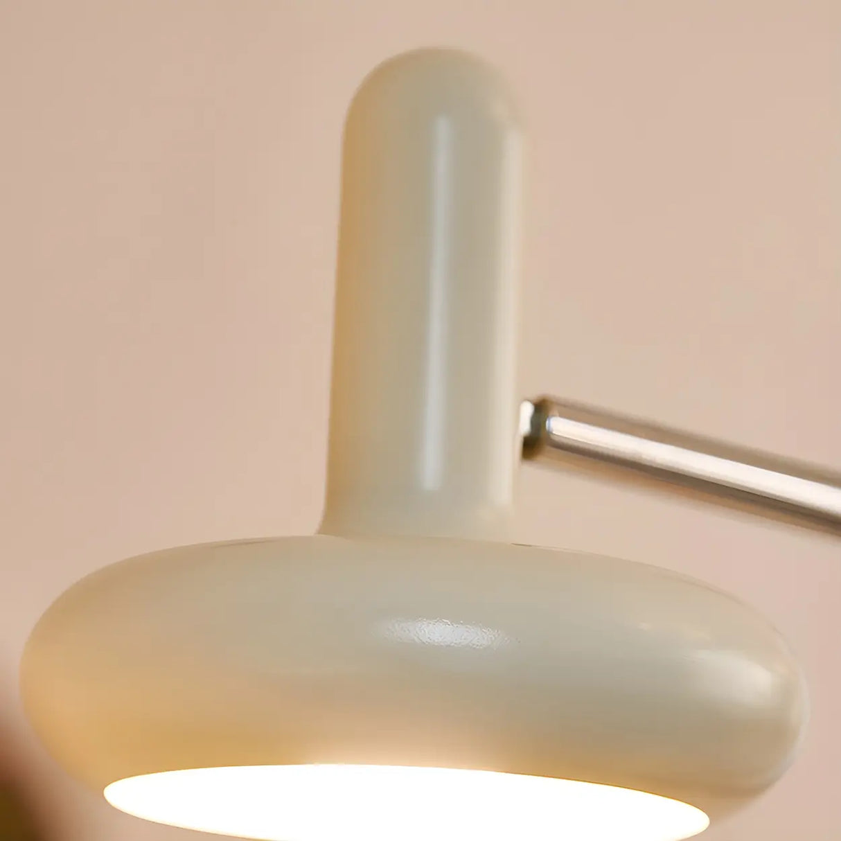 Unique Shape Cream White Metal Bedroom Table Lamp Image - 8