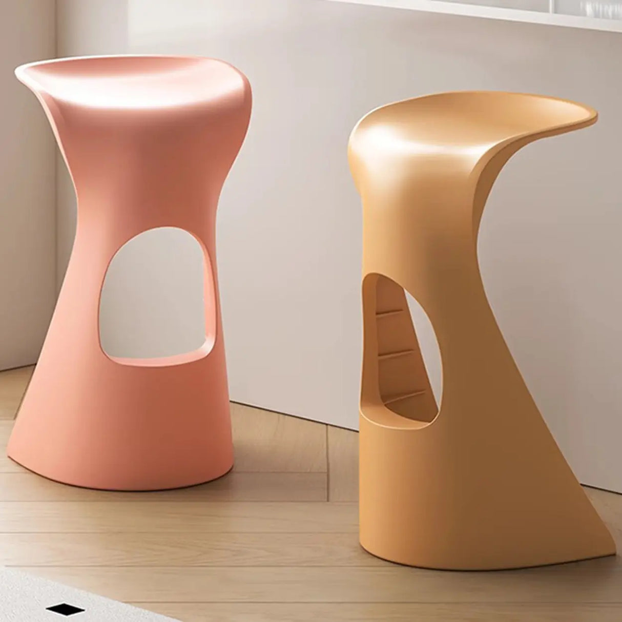 Unique Stackable Curved Saddle Backless Bar Stool Image - 6