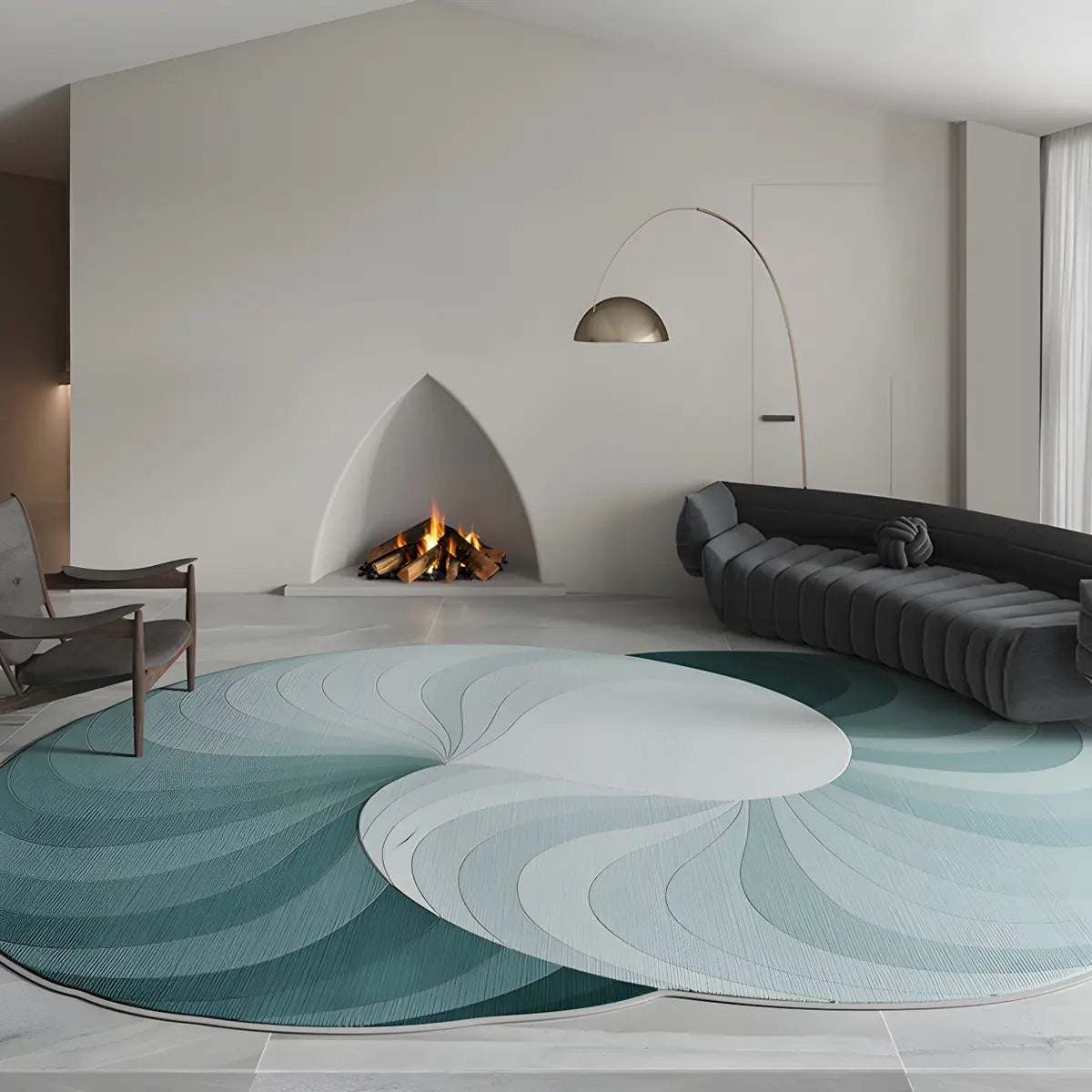 Unique Swirl Pattern Multi-Color Polyester Area Rug Image - 8