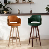 Upholstered Bar Stool with Curved Backrest, 6 Colors Image - 1