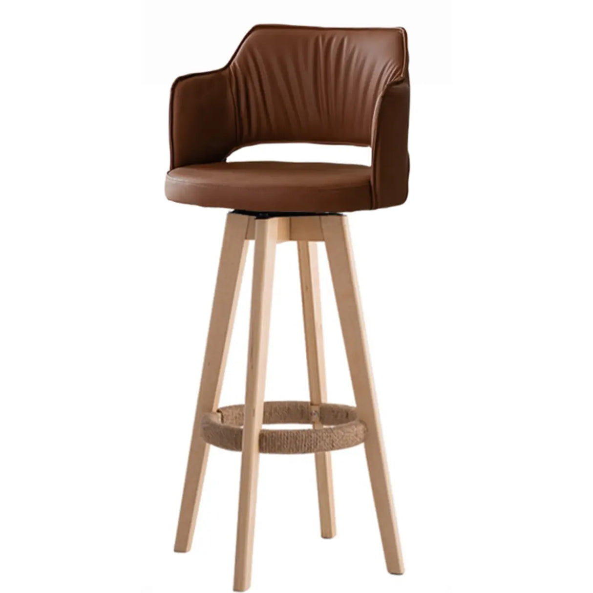 Upholstered Bar Stool with Curved Backrest, 6 Colors Image - 14
