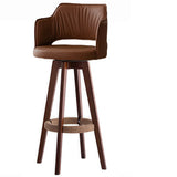 Upholstered Bar Stool with Curved Backrest, 6 Colors Image - 8