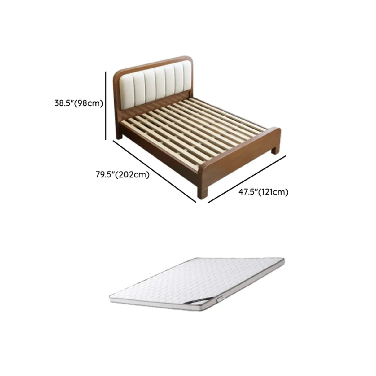 Upholstered Brown Footboard and Headboard Wood Slat Bed Image - 17