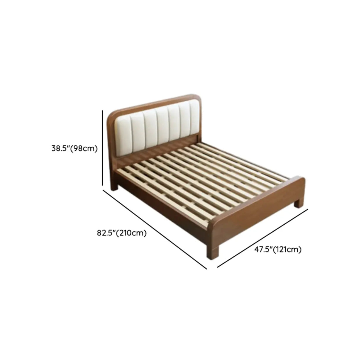 Upholstered Brown Footboard and Headboard Wood Slat Bed Image - 18