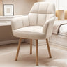 Upholstered Faux Leather Bedroom Beige Office Chair Image - 11
