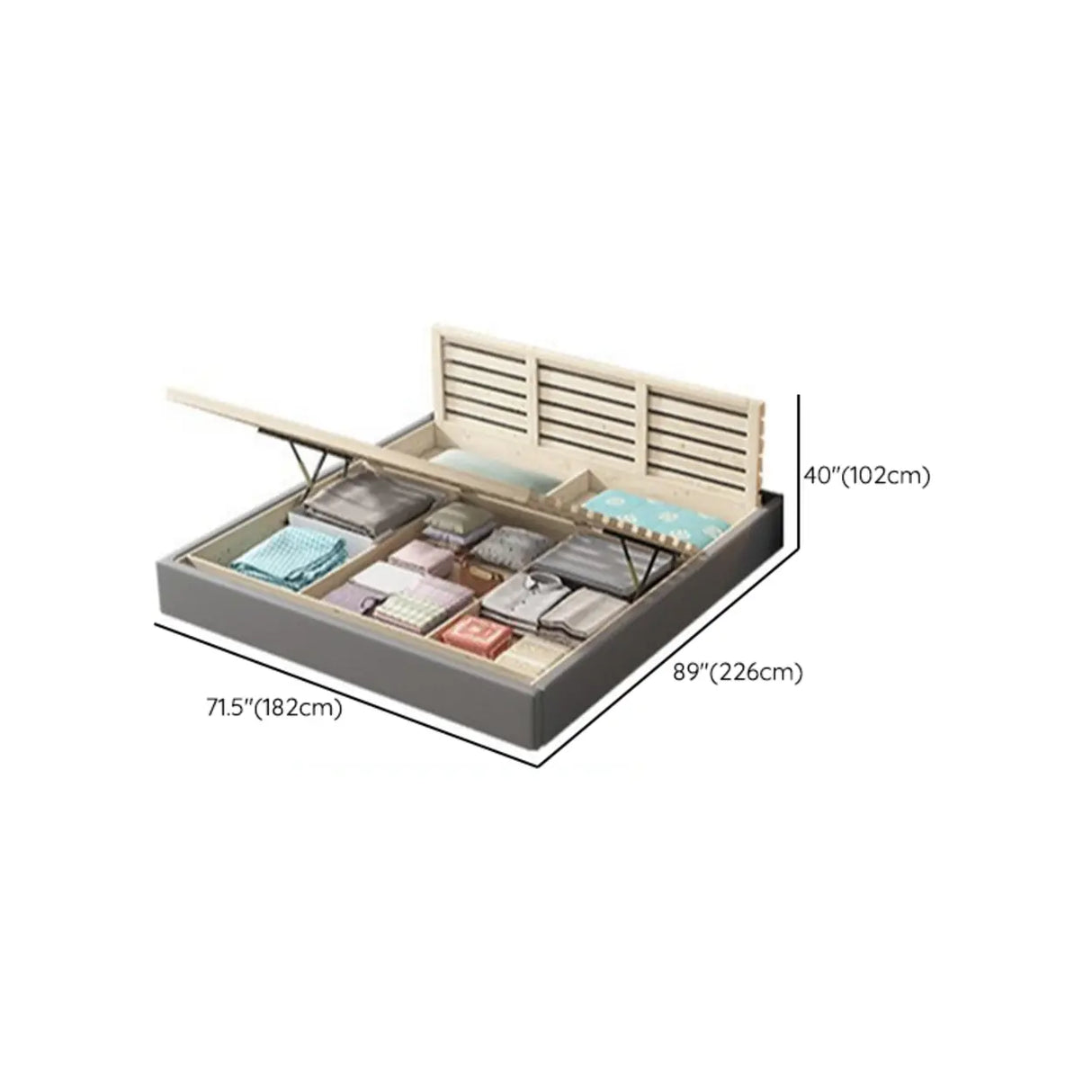 Upholstered Leather White Queen Storage Platform Bed Image - 14