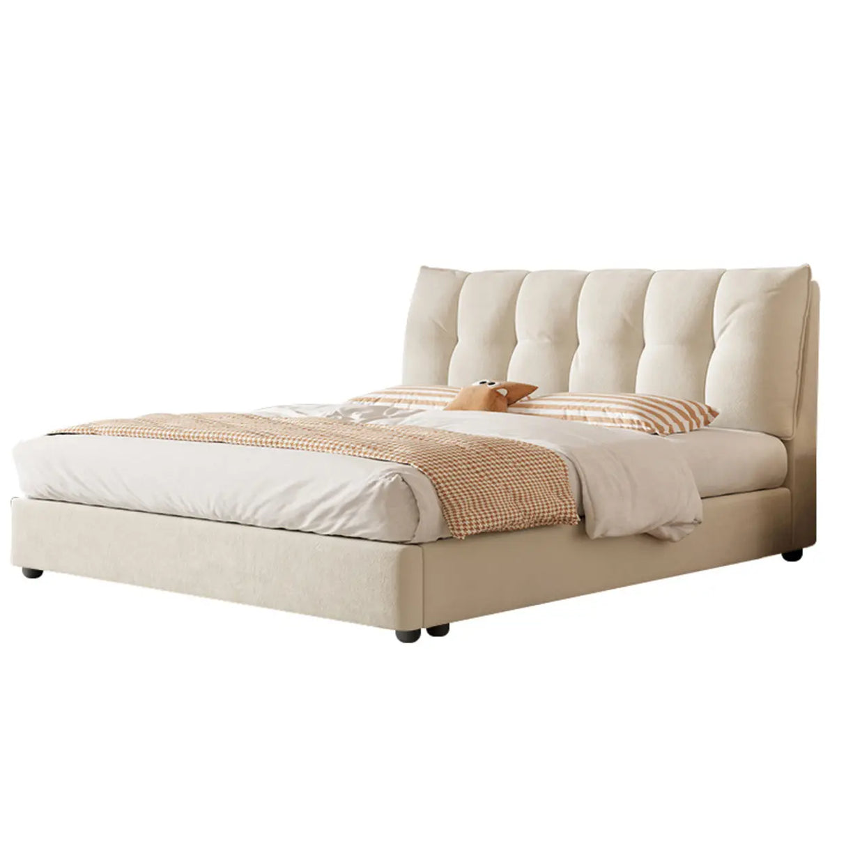 Upholstered Leather White Queen Storage Platform Bed Image - 5