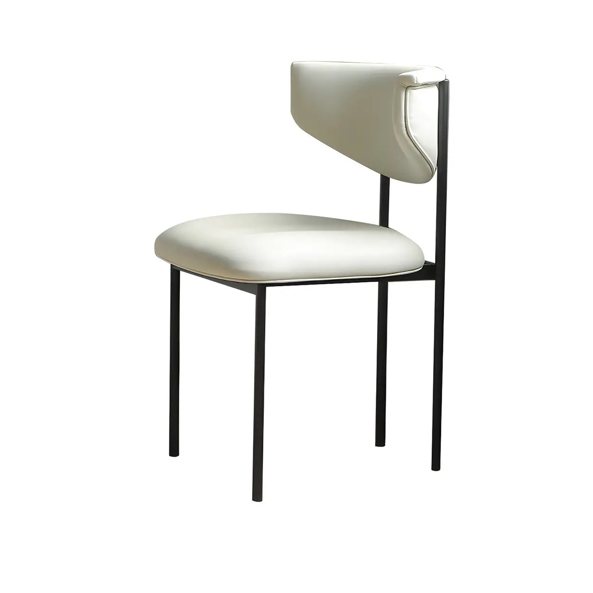 Upholstered Metal Open Low Back Armless Dining Chair Image - 12