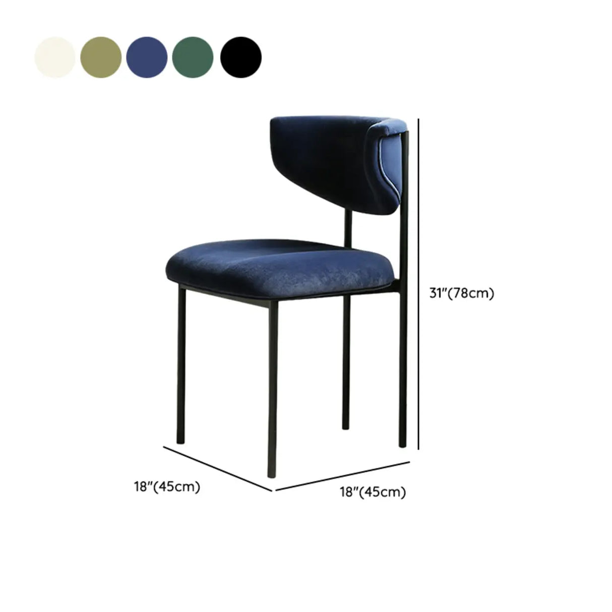 Upholstered Metal Open Low Back Armless Dining Chair 