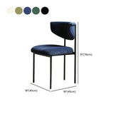 Upholstered Metal Open Low Back Armless Dining Chair #size