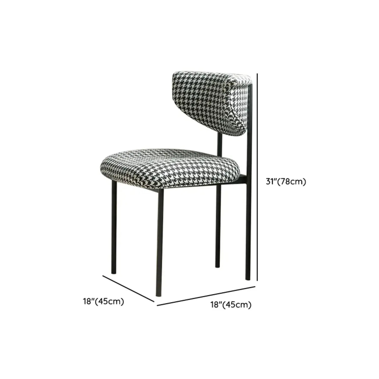 Upholstered Metal Open Low Back Armless Dining Chair Image - 16
